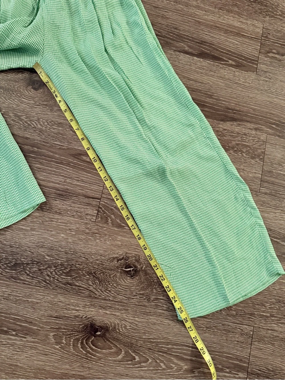 Vintage Free People Green White Gingham Pant